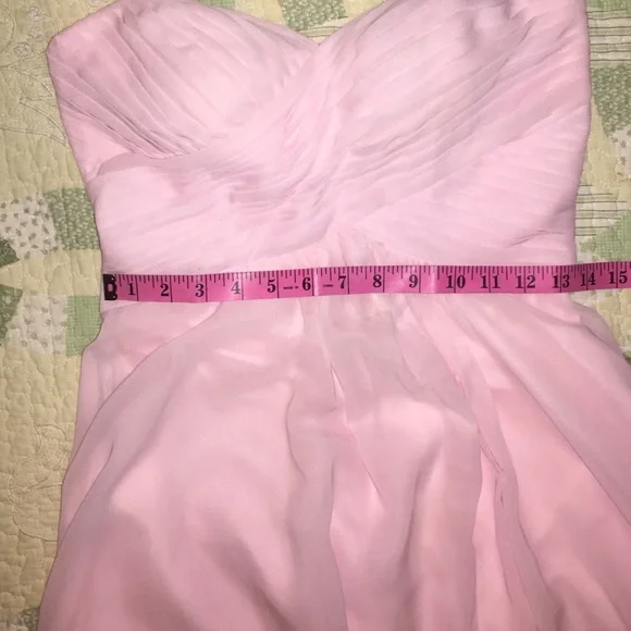 JJ’S House 0 Jr Long Pink CHIFFON Boned Bustier A-line Formal EUC 💎 - Picture 6 of 16